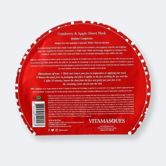 VITAMASQUES Cranberry & Apple Probiotic Repair Sheet Masks • 3 Pack - Picture 5 of 7
